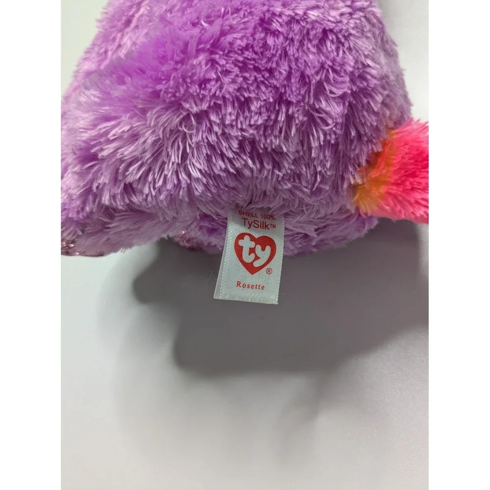 Plush Ty Beanie Boos Rosette Purple Rainbow Horn Medium Stuffed Animal 10